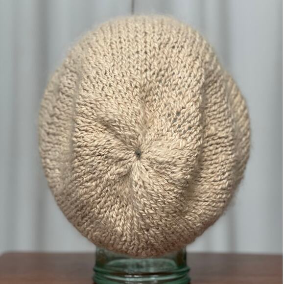 Hand Knit Beige Alpaca Wool Oversized Slouchy Boho Hat Beanie - Picture 4 of 7